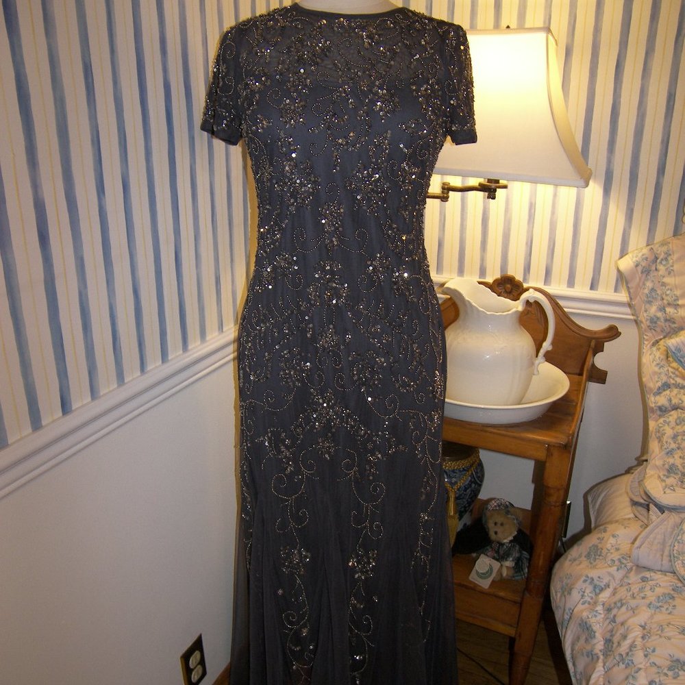 Anthropologie Adrianna Papell Floral Beaded Maxi